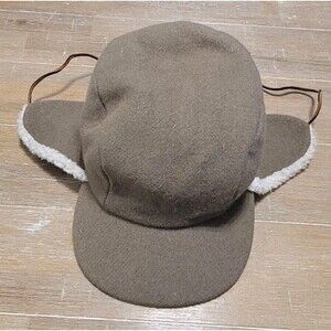 Vintage Thermal Brown Hat Lined  Over Ear Flaps Cap Made In USA P Size Medium